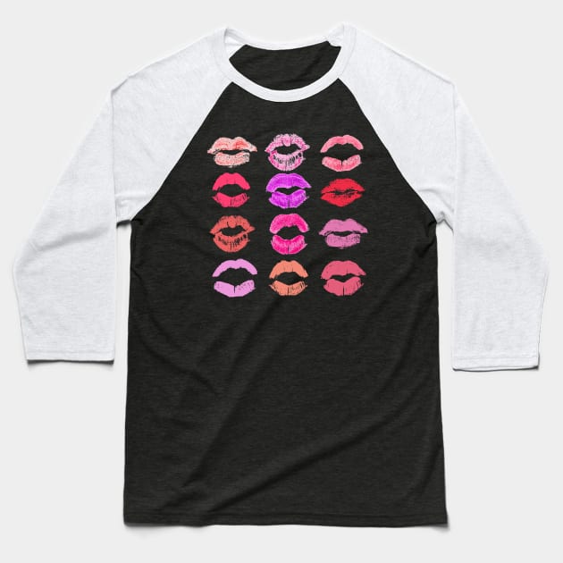 Pop art lips - Vintage Colourful lipstick stains - Diversity of beauty - Girl power Baseball T-Shirt by ArtfulTat